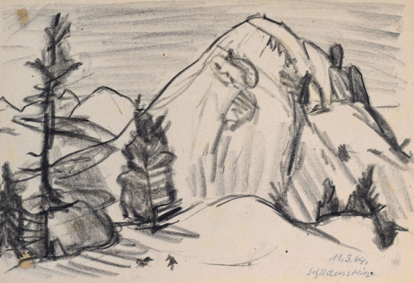  Konrad Sommer, Schildenstein, 11.3.1964, Kohle, Kugelschreiber auf Papier; bez. u.r.: 11.3.64. Schildenstein 