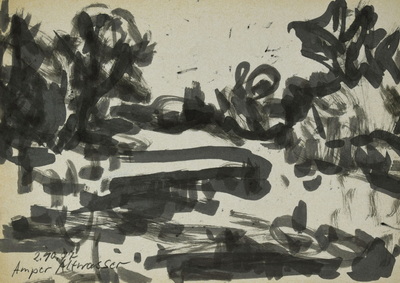 Konrad Sommer, Amper, Altwasser, 2.10.1977, Tusche, Bleistift auf Papier, 19,8 x 28,0 cm, bez.u.l.: 2.10.77 Amper Altwasser 
